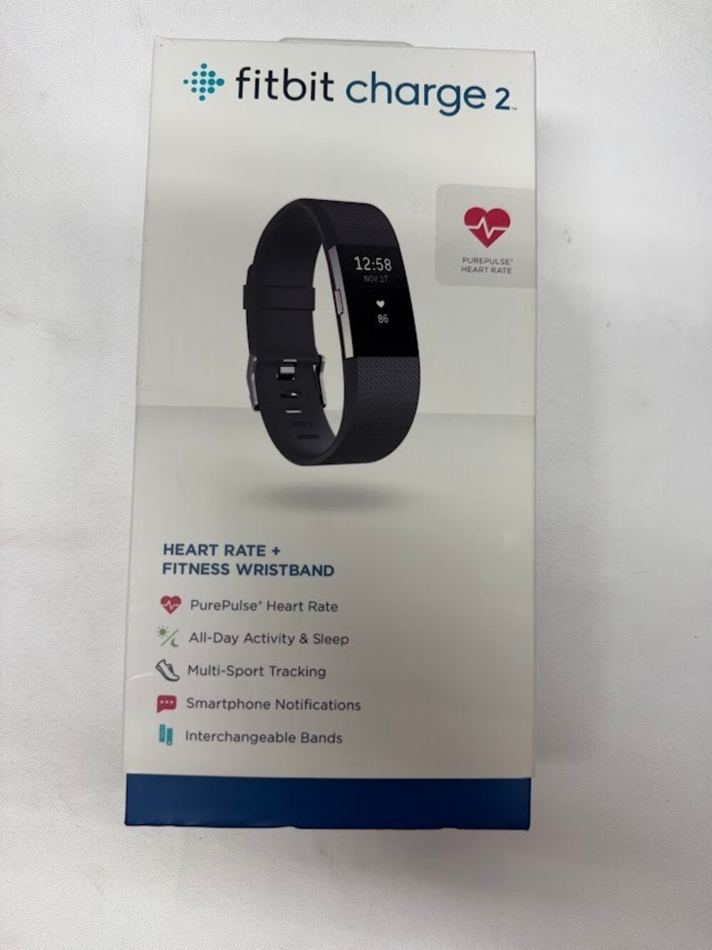 Fitbit Charge 2 Heart Rate Wristband Black Original Box Cable